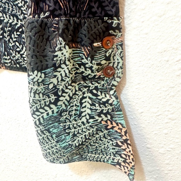 Rare Vintage 70s Disco Era Novelty Pattern Organic Fern Print Button Front Shirt - Picture 7 of 8